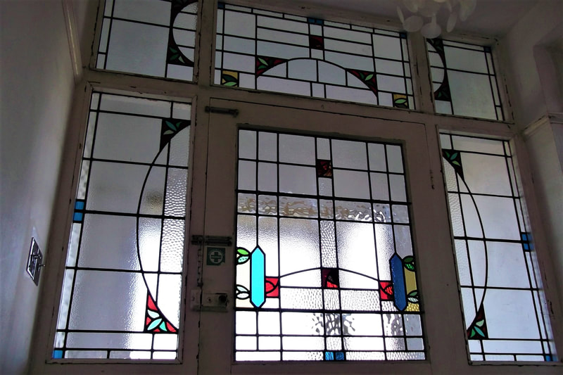 Commission of Art Deco stained glass door set for period property, Bristol